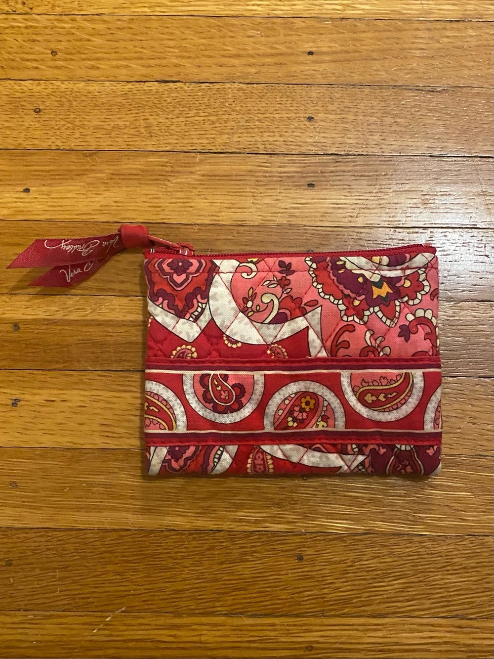 Vera Bradley Red Paisley Quilted Zip Pouch
